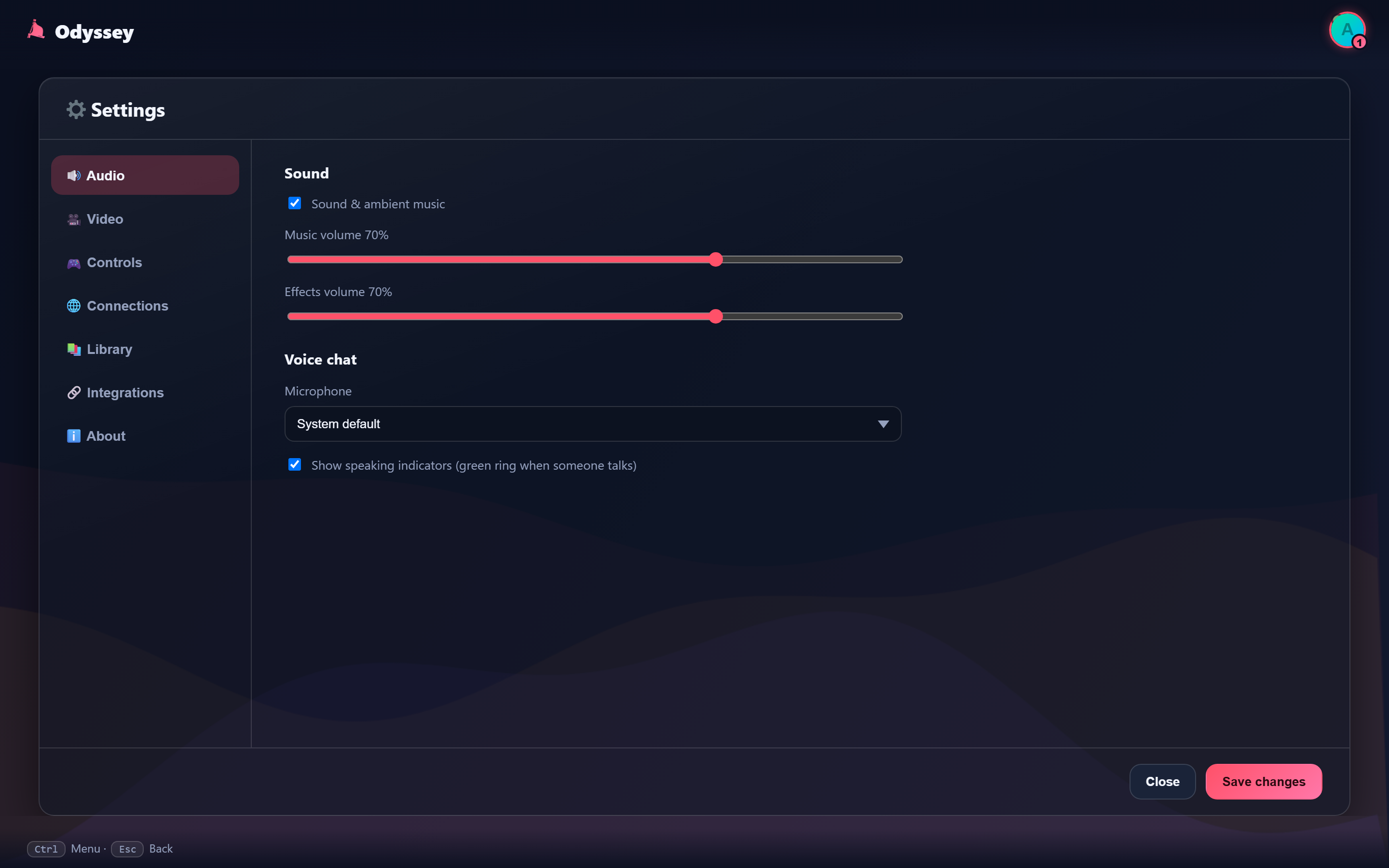 Audio settings