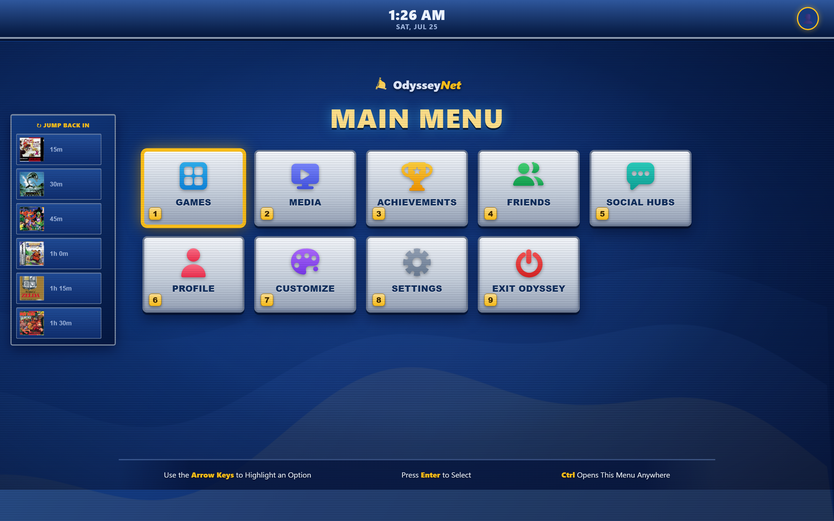 LodgeNet theme: a hotel-TV main menu of numbered options