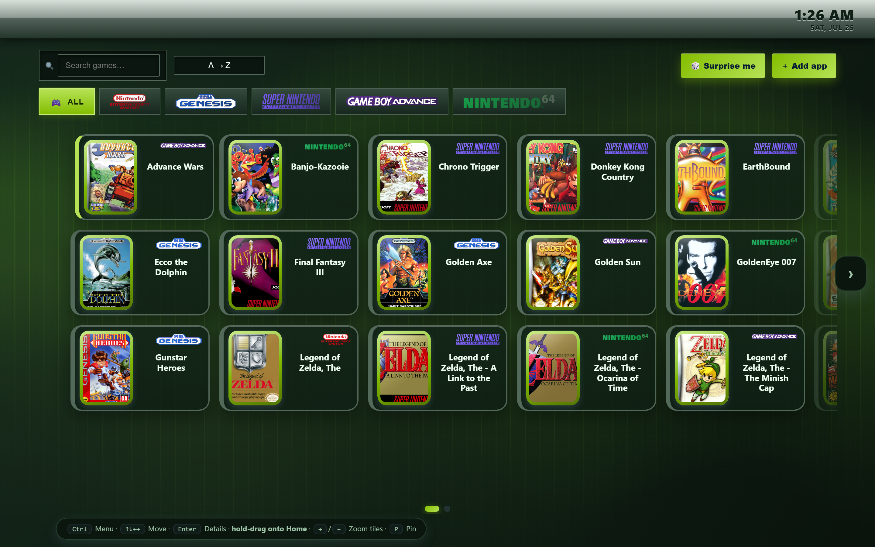 Blades style game browser